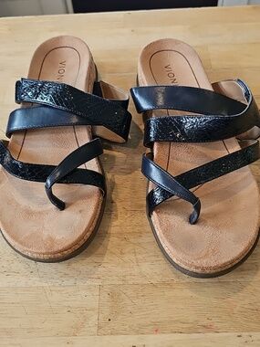 Vionic Anelle Sandals Women Size 10 Blue Straps Slip On Slide Shoes